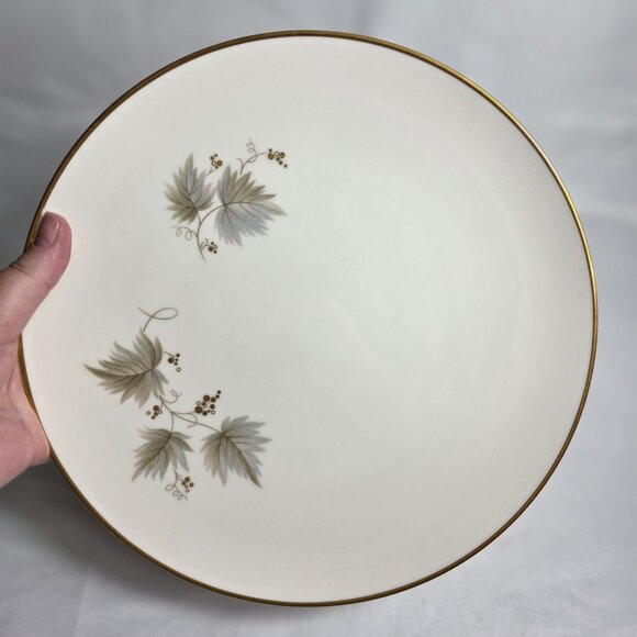TWO Noritake Fantasia Dinner Plates Ivory with Gold Grapes and Gray Tan Leaves - Picture 2 of 14